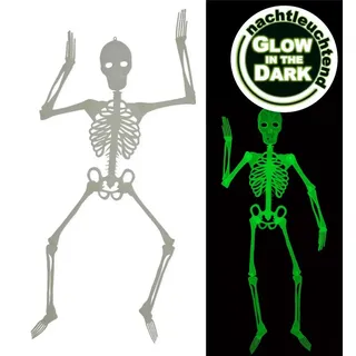 Fries Hängedekoration XXL Deko Skelett 120 cm Nachtleuchtend Halloween Karneval Fasching, Nachtleuchtend