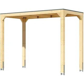 Karibu Promajna small Pavillon halb mit Rückwand und 2 Lamellenwänden