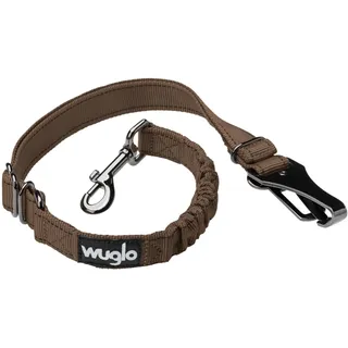 30-95cm Wuglo Hundegurt fürs Auto - Hunde Anschnallgurt für Kindersicherheitssitz - Hakenriegel & Sicherheitsgurtschnalle - Verstellbarer Universal-Hundeanschnaller (Braun)