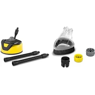 Kärcher Flächenreiniger T-Racer T 5 (Spritzwasserschutz, für große Flächen, zwei Flachstrahldüsen, Handgriff für senkrechtes arbeiten) & Spritzschutz für Dreckfräser, schwarz, gelb