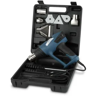 Eberth Heißluftpistole 2000W Digital mit LCD Temperatur Einstellbar von 80-600°C, Anti Rutsch Griff, Inklusive Koffer 4 Spachtel und 4 Düsen)