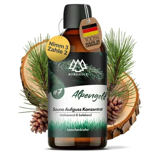 NORDHOLZ® Saunaaufguss [54 Sorten 15ml, 100ml, 250ml] - Sauna Aufgussmittel für intensive & erholsame - Sauna Zubehör (#7 Alpengold, 100ml)