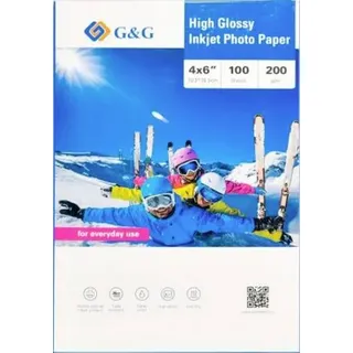 G&G Fotopapier 100 Blatt 4 x 6 Zoll / 10,2 x 15,5cm hochglänzend 200g/m2 - die preiswerte Alternative!