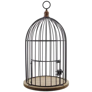 Dekoleidenschaft Deko Vogelkäfig „Gabbietta“ aus Holz und Metall, Ø 22 x 41 cm, Pflanzkäfig Dekokäfig Windlicht