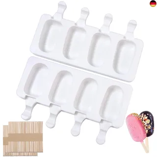 Sinnsally Eisformen Silikon Formen,Stieleisformen,BPA Frei Kuchen Eis Am Stiel Backform, Mit 50 Eisstiele Holz,
