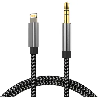 Aux Kabel iPhone [MFi Zertifiziert], Lightning Klinke Kabel, iPhone Auto Audio Kable, Lightning auf 3.5mm Klinke Audio Kopfhörer Adapter für iPhone14/14Max Pro/13/13Pro Max/12/Mini/11Pro Max/XS/X-1M
