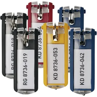 Durable Schlüsselanhänger Key Clip, einfach aufklappen & beschriften (Sortiert, 12er Set) - 12er Set