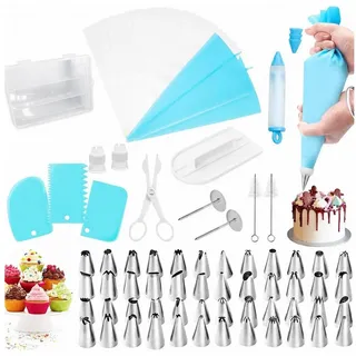 luxuskollektion Spritzbeutel Set 82-teilig mit Tüllen und Zubehör Blau
