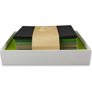 50x Farbige Faltkarten blanko mit Umschlag und Einlegeblättern in DIN B6 - Vintage Kraftpapier