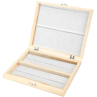 Nummerierte Mikroskop-Objektträger Aufbewahrungsbox Holzverschmutzungsfreier 100-Objektträger-Halter Koffer ungiftiger Objektträger mit Verschluss für die Aufbewahrung biologischer Objektträger