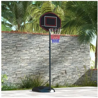 sportnow Basketballkorb mit Ständer, 170-230 cm Höhenverstellbar Basketballständer mit Bruchsicherer Rückwand und Rädern, Basketballanlage für Erwachsene, Stahl, Schwarz