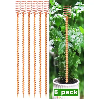Elektrokultur-Gartenantenne aus Kupfer, 33 cm, Kupfer-Garten-Pflanzstäbe, Reine Kupferstäbe für Garten, Elektrokultur-Gartenarbeit, Kupferspulen, Drahtwerkzeuge, Pyramiden-Tensor-Ring-Set, 6 Stück