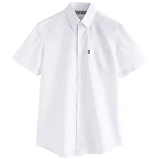 Next Kurzarmhemd Kurzärmeliges, bügelleichtes Slim Fit Oxfordhemd (1-tlg) weiß L