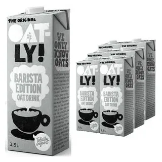 Oatly Haferdrink aus europäischem Hafer, Barista Edition, ohne Zuckerzusatz und aufschäumbar, je 1,5 Liter, 6 Stück