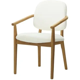 smart Armlehnstuhl aus Wildeiche massiv Stellan , creme , Maße (cm): B: 55 H: 87 T: 61.0