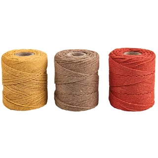 Rayher Makramee Garn, sortiert, 1mm ø, terrakotta, 3x ca. 50g, 3 Spulen à 65m, 44009220