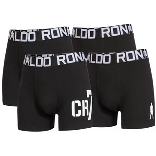 Cristiano Ronaldo CR7 Jungen Boxershorts, 4er Pack - Trunks, Cotton Stretch, Logobund Schwarz 140/146