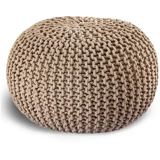 casamia Pouf Ø 55 o. 45 cm Strickhocker Sitzpouf Bodenkissen für Innen Indoor Größe ø 45 cm, Farbe beige