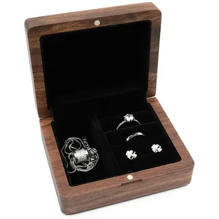 Schmuckkästchen aus Holz, Schmuck-Organizer, kleines Holz für Etui, Halskette, Vitrine mit Flanellfutter, Herren-Geschenk, kleine Holz-Schmuckschatullen, Organizer, Mini-Box, Reise-Holzkoffer für