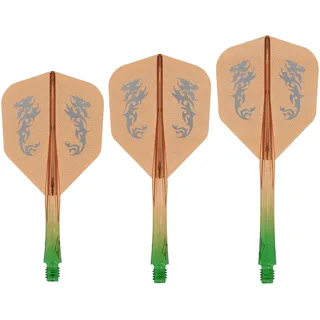 Caliburn SUP Flights | Geformter Schaft & Flight System | Standard Nr. 6 Dragon Design Dart Flights | Mehrere Farben & Größen | Integrierter einteiliger Dart-Flight & Schaft (Grün & Orange, Medium)