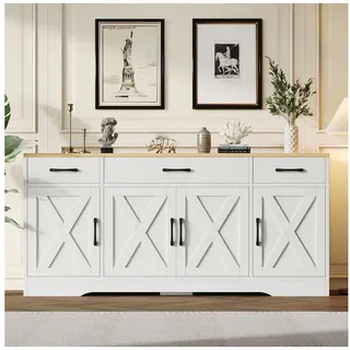 MC Star Sideboard Modernes weißes Sideboard, Multifunktionsschrank aus Holz, Wohnzimmer (Wohnzimmer-Esszimmerschrank, weißes Sideboard mit Dekoration) weiß