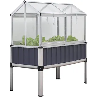 TTL GARDEN „Superior“ Alu Hochbeet mit Frühbeet Aufsatz - 128x114x60cm großes hochwertiges Aluminium Hochbeet mit Gewächshaus Abdeckung mehrteilige Türen & Dach aus durchsichtigem Polycarbonat