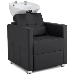 Barberpub Waschbecken Barberpub Friseurstuhl mit Waschbecken Friseurwaschbecken 8010, aus Keramik, Verstellbar, Rückwärtswaschsessel, für SPA Salon weiß