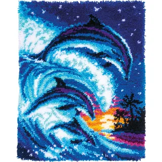 VERVACO Knüpfteppich Set DIY Handarbeit Set Knüpfset für Anfänger DELPHINE Teppich zum Selber Knüpfen Basteln Erwachsene Kreativ 55 x 70 cm Latch Hook Kit Knüpfhaken Zubehör Haus Dekoration