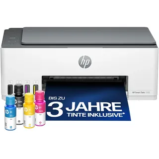 HP Smart Tank 5105 3-in-1 Multifunktionsdrucker (WLAN; Mobiles Drucken) – 3 Jahre Tinte inklusive, 3 Jahre Garantie, großer Tintentank, hohe Reichweite, Drucken in hoher Qualität