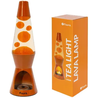 FISURA – Terrakotta Lavalampe ohne Strom. Umweltfreundliche Lampe. Originelles Geschenk. 29 cm x 8,5 cm (Kerze nicht enthalten), Orange/Abendrot im Zickzackmuster (Sunset Chevron)