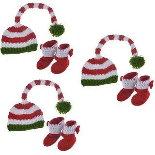 UKCOCO 3sätze Weihnachtsmütze Für Neugeborene Rotes Langschwanz-Outfit Für Babyfotografie Bequemes Kostüm Für Jungen Und Mädchen Süßes Weihnachtsoutfit Für Junge Mädchen