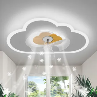 Deckenventilator mit Beleuchtung Dimmbar Wolken Ventilator Deckenleuchte Holz LED Fan Deckenventilator Mit Fernbedienung 52W 6 Wind Moderne Deckenventilator Licht Für Wohnzimmer Schlafzimmer,60CM