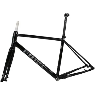 HZXQCVB 700C Gravel Rennrad-Rahmenset 44/47/50/53cm Scheibenbremse Steckachse 100/142mm Rahmen Fahrradrahmen Aus Aluminiumlegierung Mit Gabel BSA BB68mm(Black,500mm)
