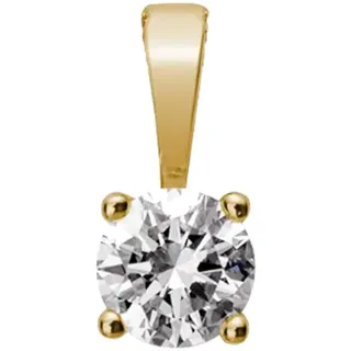 Kettenanhänger LYOMI "585/- Gelbgold 1 synth. Diam. 0,50 ct.", gelb, Schmuckanhänger, Damen, one-size, 0,5 VS = sehr kleine Einschlüsse, Gold, 0,5 g, Kettenanhänger