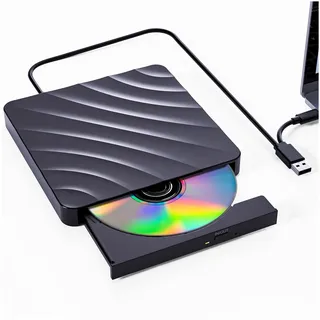 QDSYLQ Externes DVD CD Laufwerk USB: DVD Brenner Extern CD Laufwerk für Laptop PC, Externe Optische Laufwerke +/-RW ROM, Externer CD/DVD Brenner und Player für Windows 11/10/8/7/XP/Vista Linux MacOS