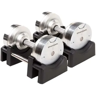 BRAINGAIN Verstellbare Hanteln - 23.5kg, 32.5kg, 41.5kg - Chrom/Schwarz - Vielseitige Heimfitness-Gewichte für Krafttraining (Chrom, 2 x 23,5kg)