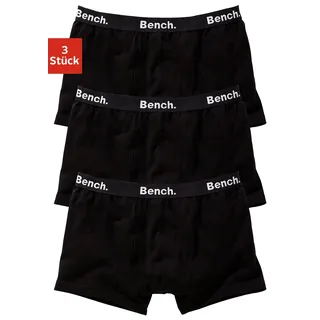 BENCH Boxer "Boxershorts für Jungen", Jungen, Gr. 170/176, 3 Stk., schwarz, Jersey, Obermaterial: 92% Baumwolle, 8% Elasthan (LYCRA), unifarben, körpernah, Unterhosen, mit Logo-Webbund