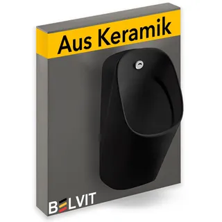 Urinal Pissoir Keramik Schwarz Wandmontage Sensor Berührungslose Spülung 59 cm