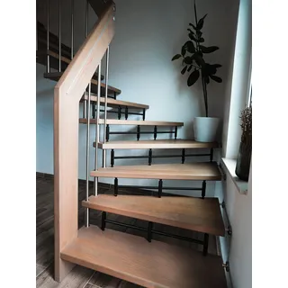 Treppenschutzgitter ohne Bohren, Kindersicherung & Haustierschutz für offene Treppenstufen, Schwarz (1, M 80 cm)