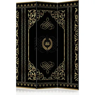 RAUMTEILER/PARAVENT B&D XXL - Paravent Raumteiler Innen Mandala Ornament Oriental 135x172cm 3-teilig Einseitig Raumtrenner Raum Trennwand Holz Room Divider Wand Raum Abtrennung schwarz Gold