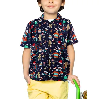 King Kameha Weihnachtshemd Kinder Kurzarm - Funky Hemd Weihnachten Junge - 8 Jahre