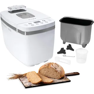 KLAMER Brotbackautomat, 14 Backprogramme, 3 einstellbare Bräunungsstufen, automatische Zubereitung von Brot, Kuchen, Pizzateig, Joghurt & Marmelade, Backform antihaftbeschichtet, Weiß