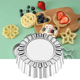Rosettenwaffeleisen, Waffeleisen mit Stiel, Waffeleisen Aus Aluminiumlegierung, Herz-Stern-Kreis-Quadrat-Keksform zum Backen In Der KüChe, Kochen, Frittieren, Haushaltswaren (Rundform)