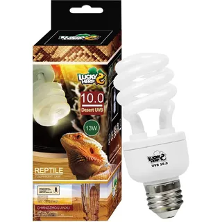 LUCKY HERP UVB-Lampe für Terrarium, Reptilienlampe, UVA UVB 10.0, E27, Kompaktlampe UVB 13W, UVA UVB Terrariumlampe für Bartatlamen, Schildkröten, Schlangen, Eidechsen, Reptilien u