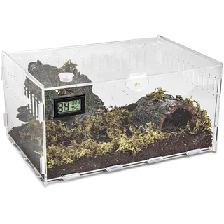 Acryl Terrarium Schnecken 30CM*20CM*15CM, Reptil Acryl Fütterungsbox, Transparente Reptilien Futterbox, Tragbarer Kriechender Haustier Terrarium Behälter für Reptilien, Spinnen