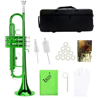 Bnineteenteam 3 Bb-Trompete,mit,Reinigungstuch,und Koffer(Grün) Musikinstrument
