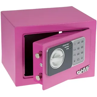 HMF 46126-15 Tresor mit Zahlenschloss, Möbeltresor klein, 23 x 17 x 17 cm, Pink
