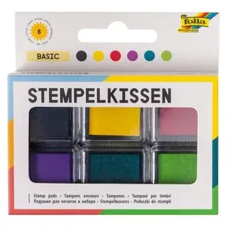 Folia Stempelkissen basic schwarz, gelb, rot, lila, türkis, grün 6x 2,4 x 2,4 cm