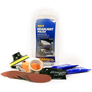 Mannol Scheinwerfer Aufbereitungs-Kit Reparatur-Set Kunststoffgläser inkl. Versiegelung 9801