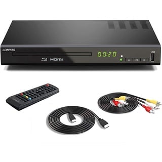 1080P HD Blu-ray Player für TV, Kompakter Bluray Player/DVD-Player mit HDMI/Koaxial/AV-Porta, Unterstützt USB-Eingang, Blu-ray Region B/2, 1-6 DVD Regions